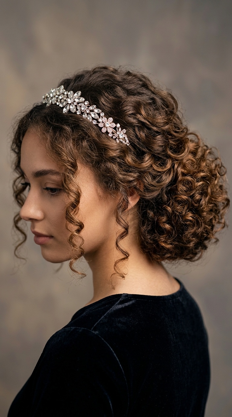 Jeweled Headband with Back-Volume