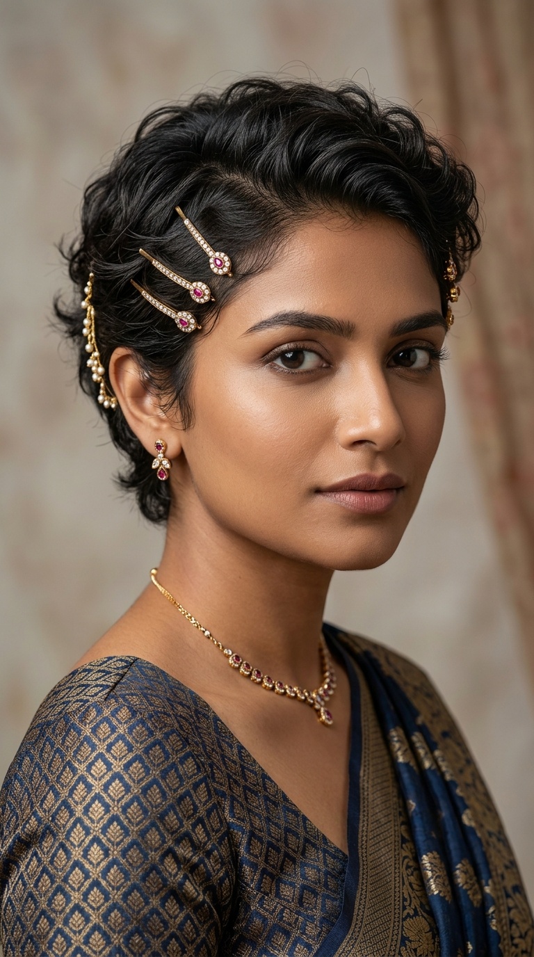 Jeweled Pixie with Temple Pins