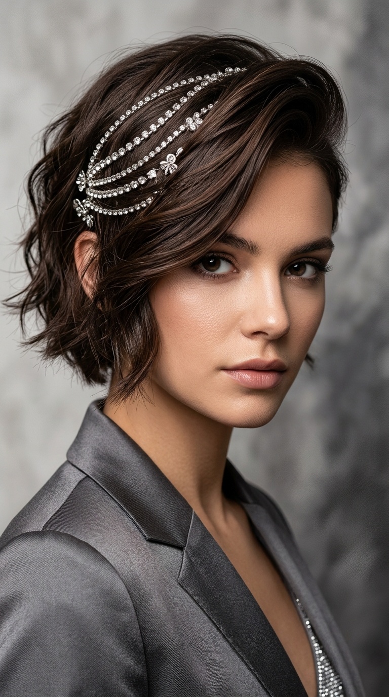 Jeweled Side Sweep