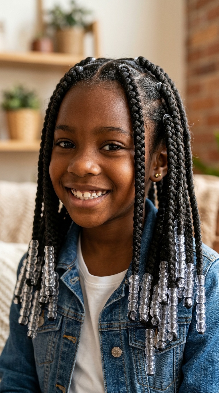 Jumbo Box Braids with Clear Beads