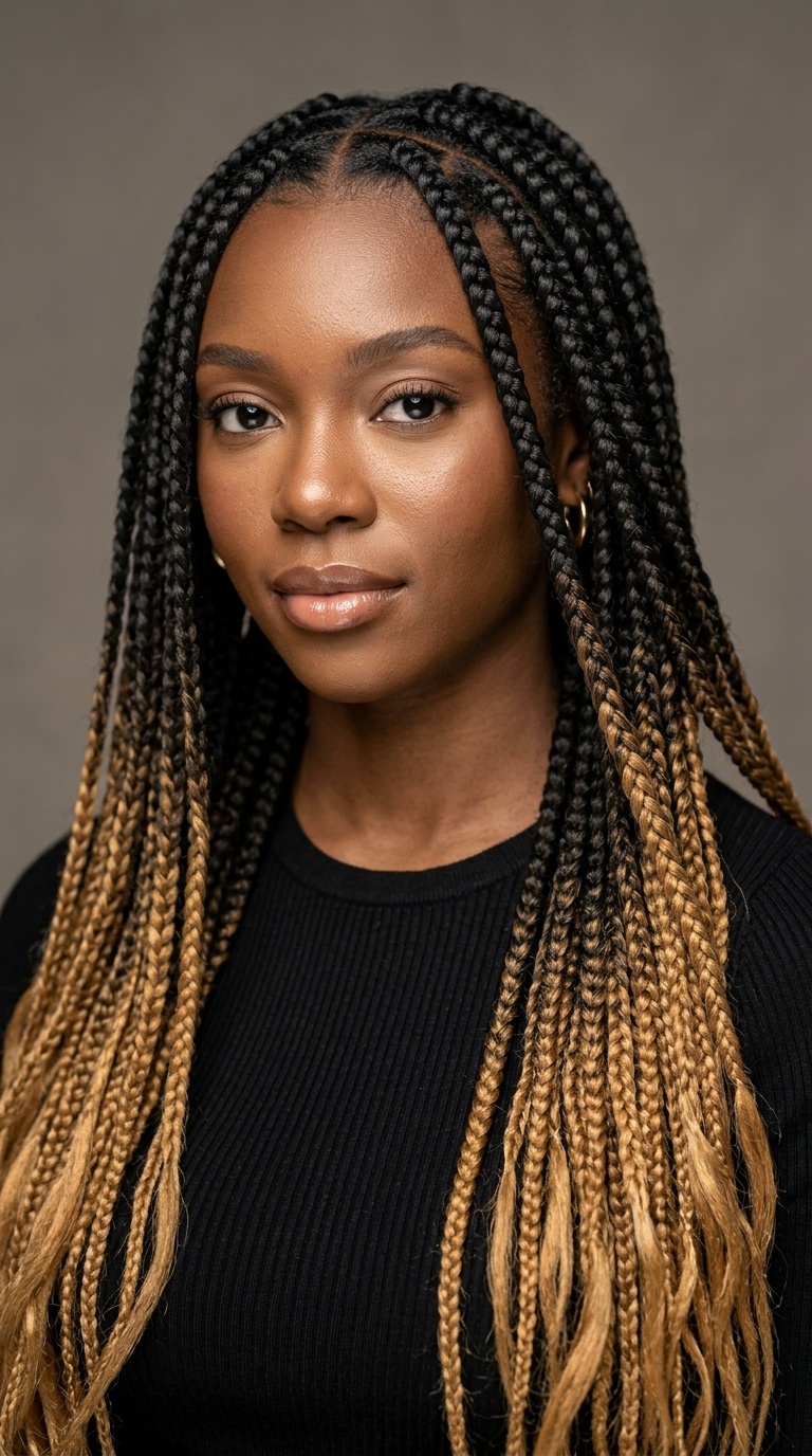 Jumbo Box Braids with Ombre Tips