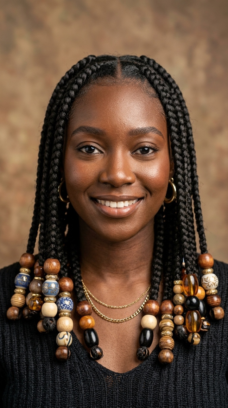 Jumbo Box Braids with Oversized Statement Beads