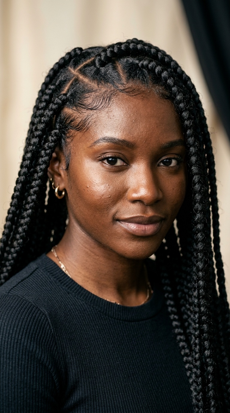 Jumbo Box Braids with Triangle Parts