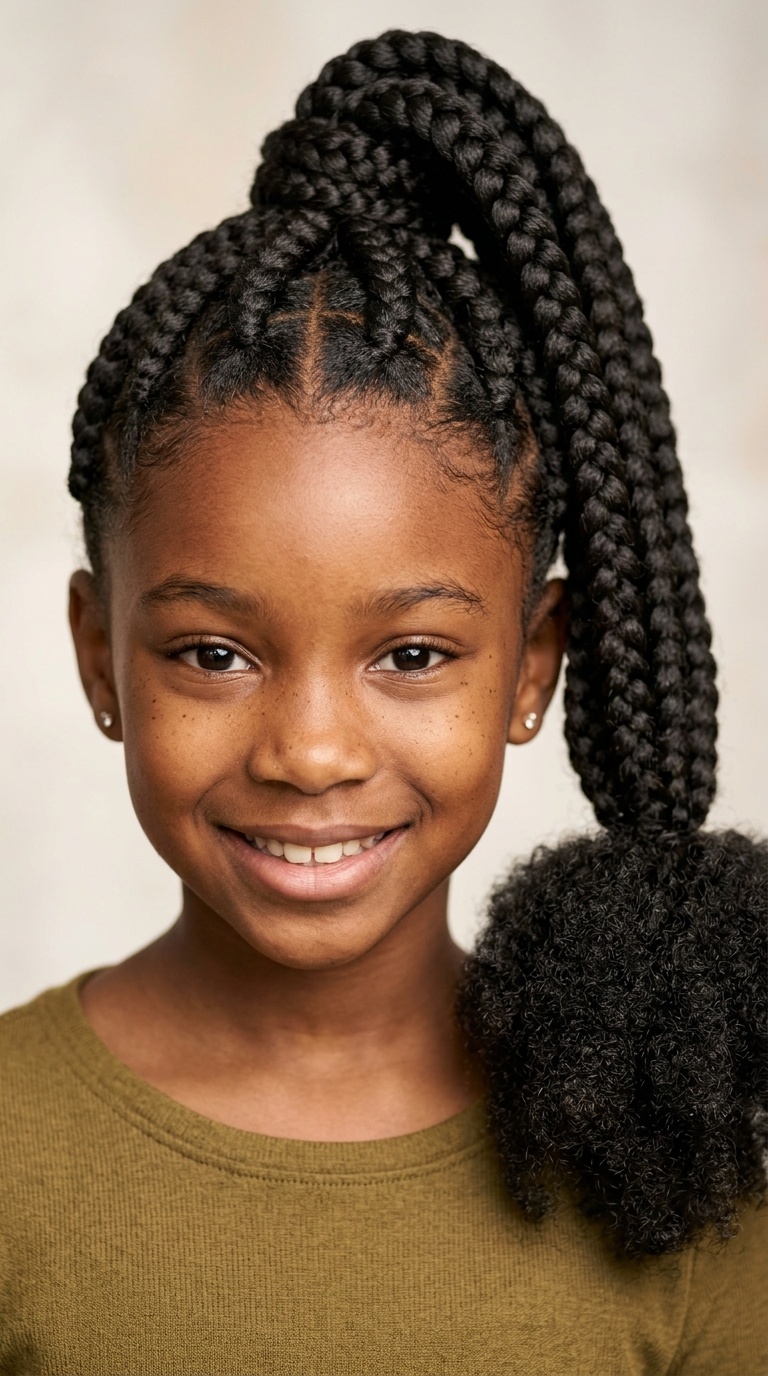 Jumbo Braided Ponytail with Puffed End