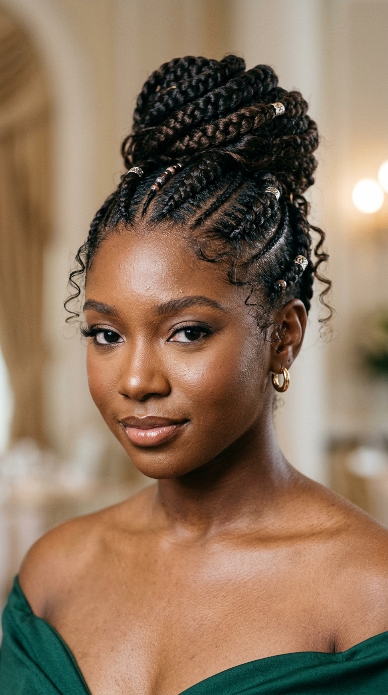 Jumbo Cornrow Upsweep