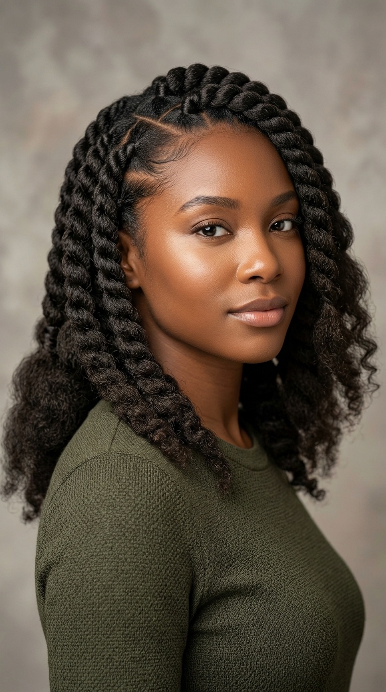 Jumbo Flat Twists with Stretched Ends