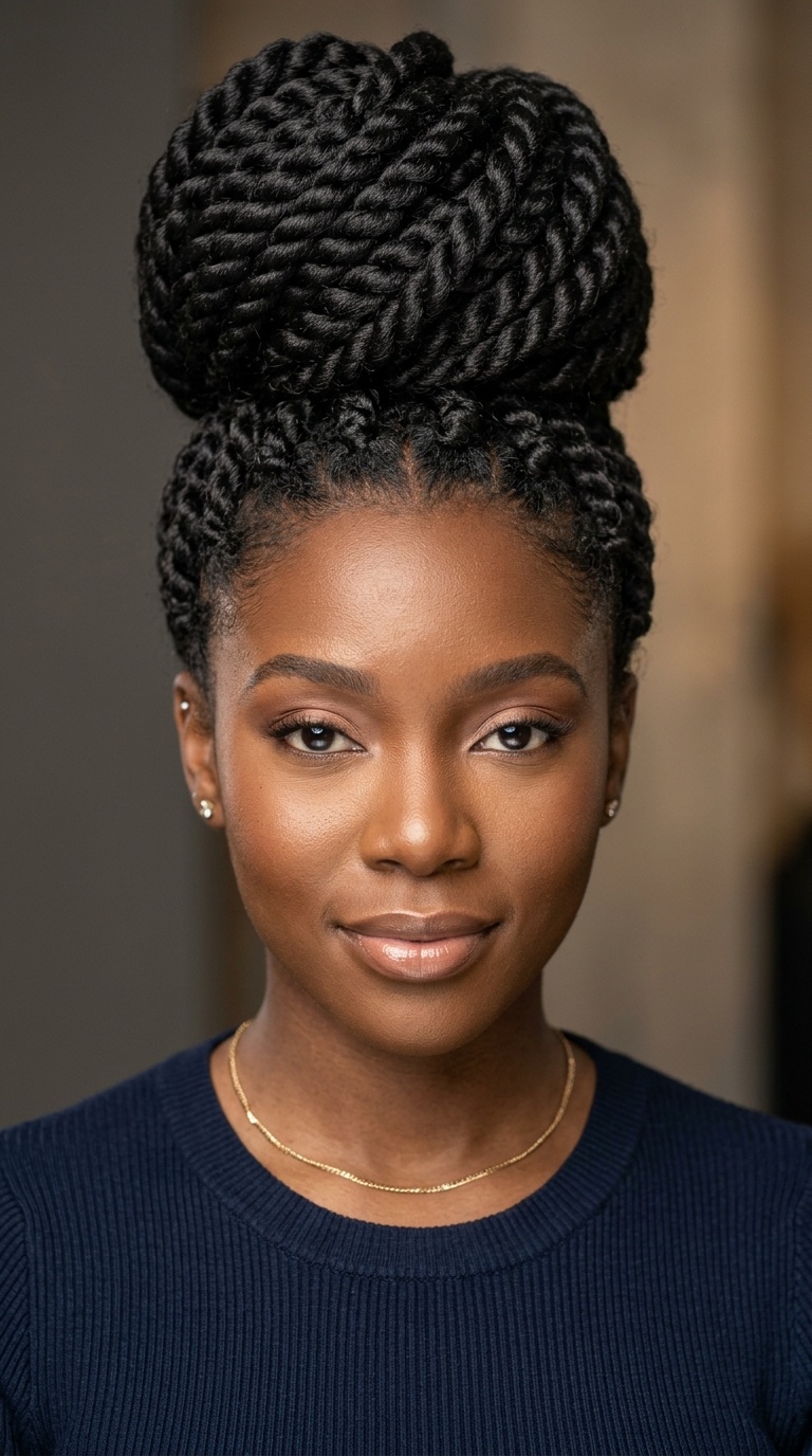Jumbo Rope Twist High Bun