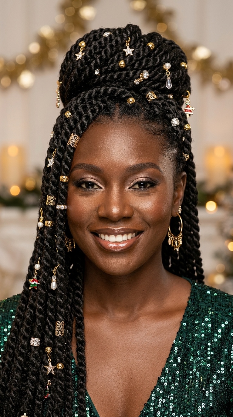 Jumbo Senegalese Twists with Jewel Charms
