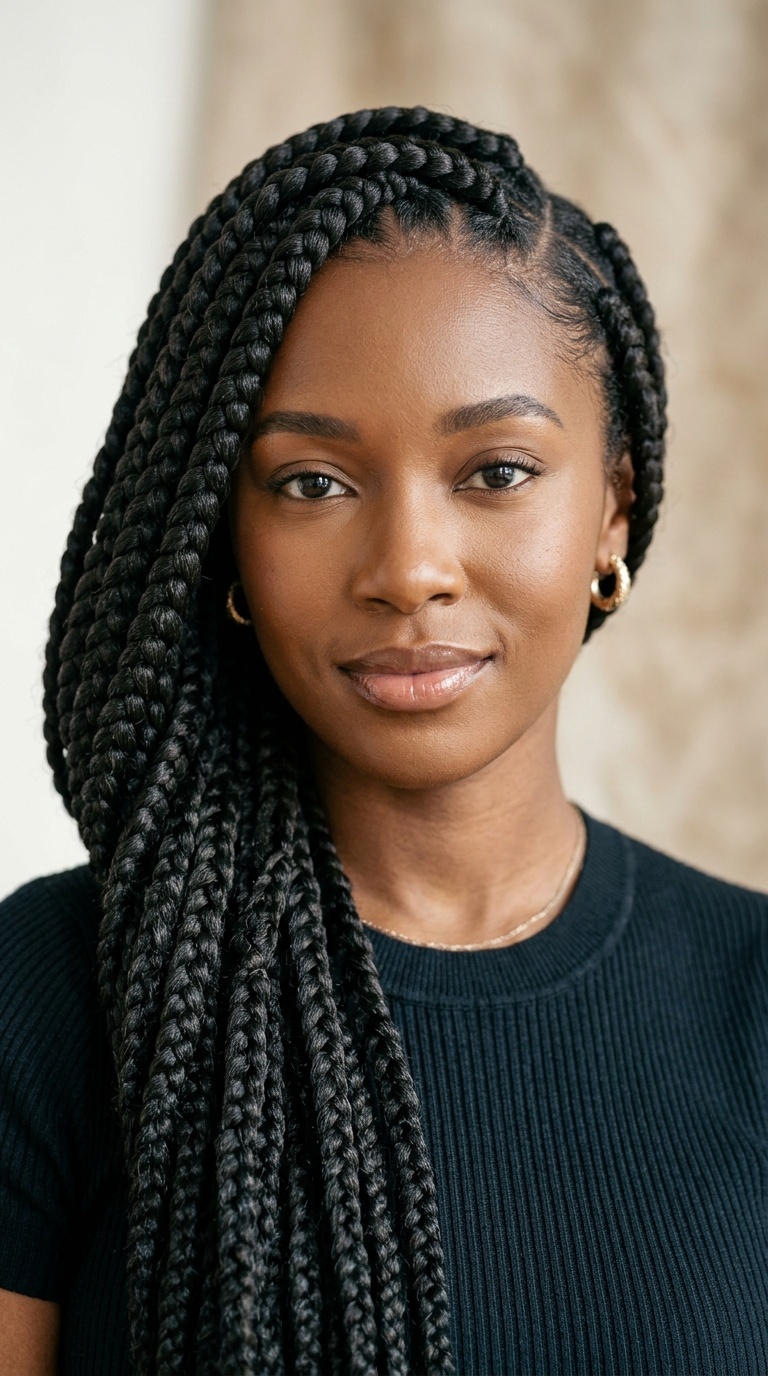 Jumbo Side-Swept Lemonade Braids