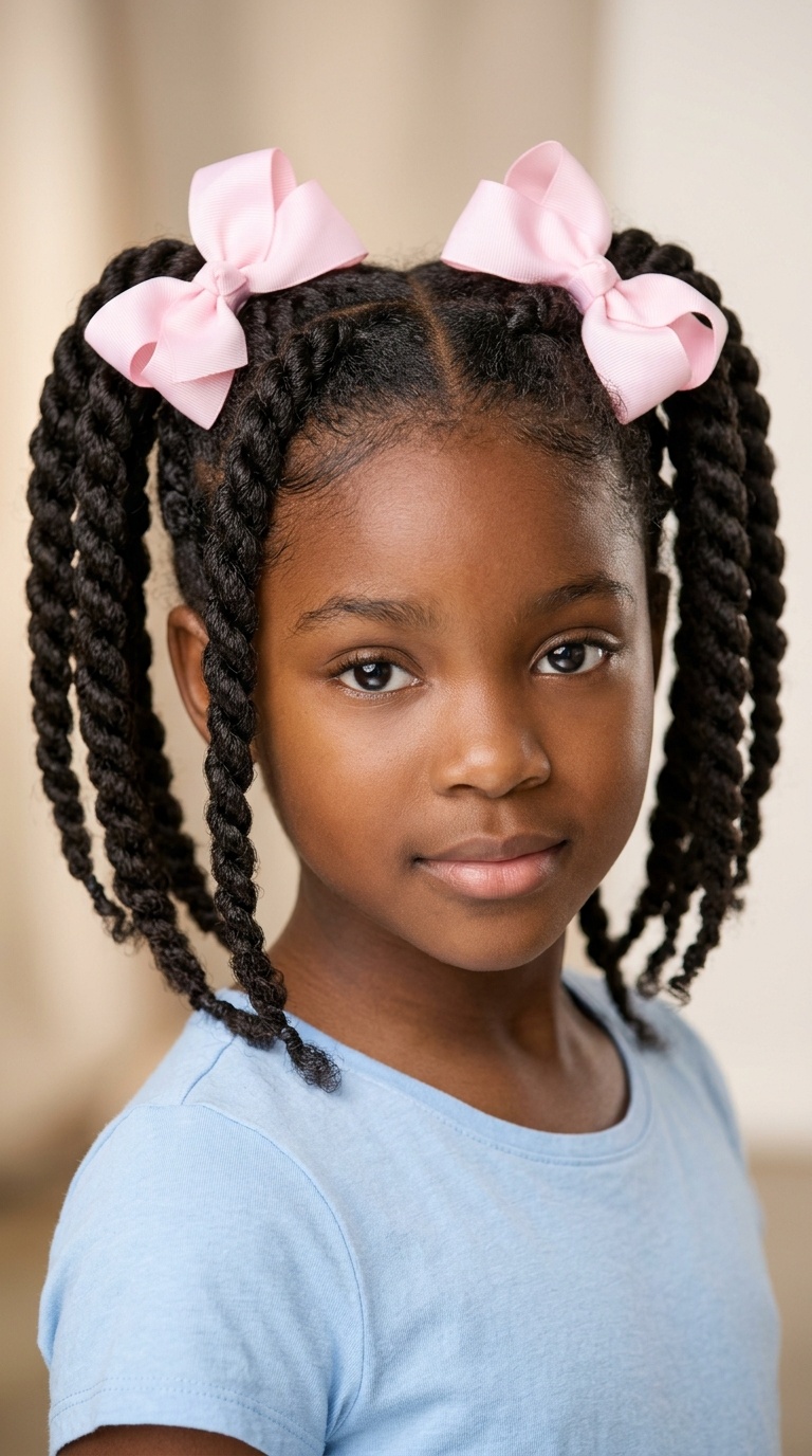 Jumbo Twist Pigtails with Bows