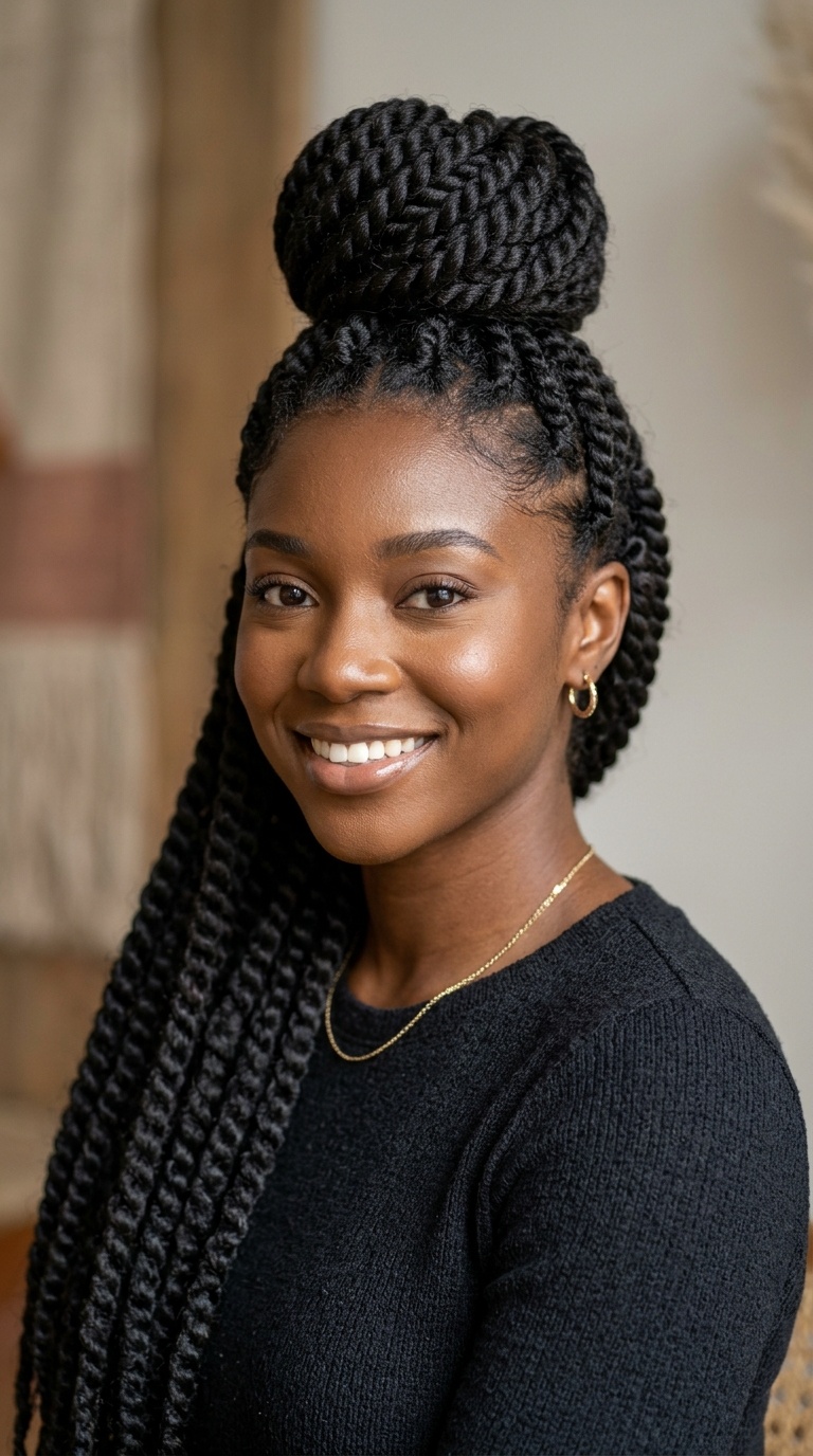Jumbo Twist Top Knot with Leave-out