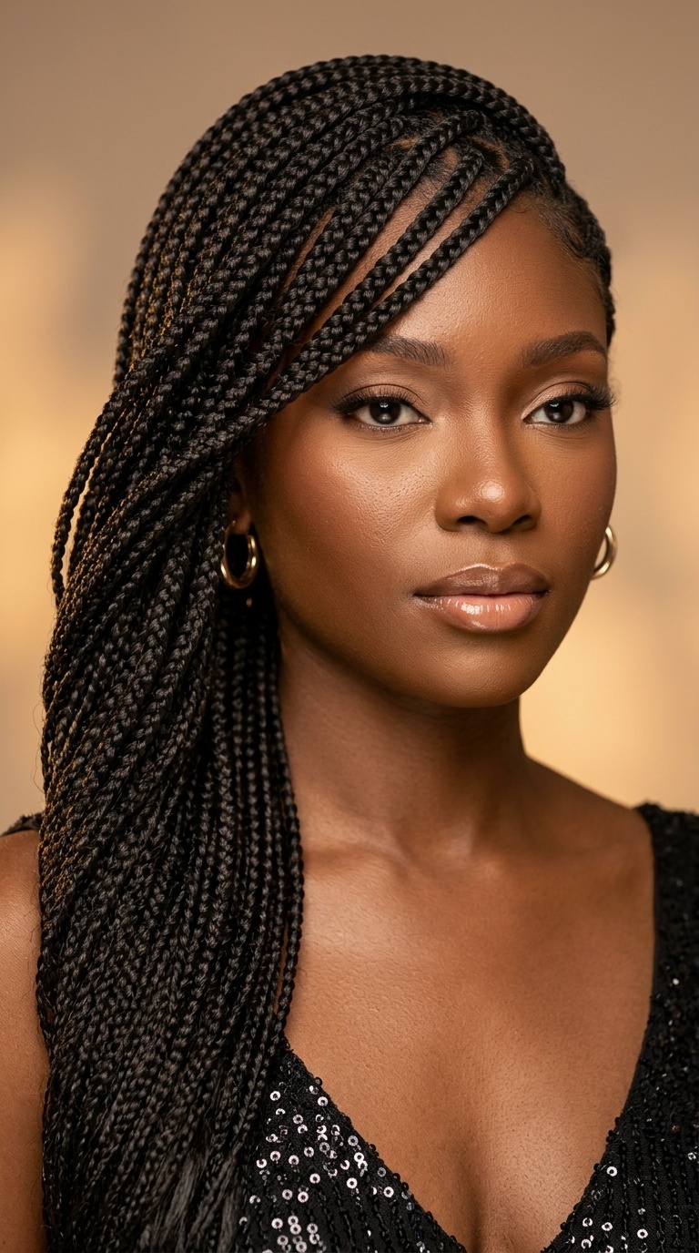 Knotless Braid Side Sweep
