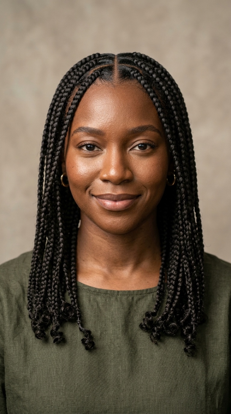 Knotless Braids with a Defined Center