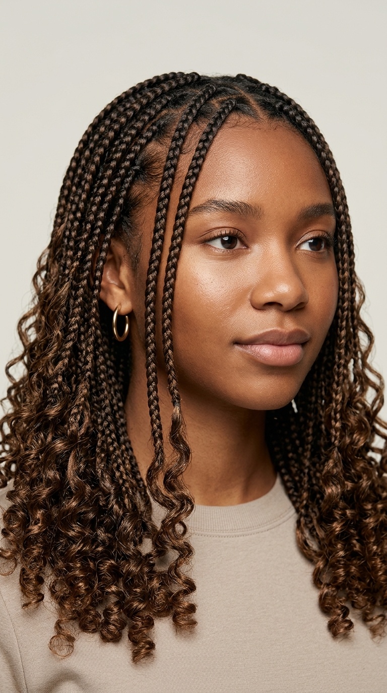 Knotless Braids with Curly Ends