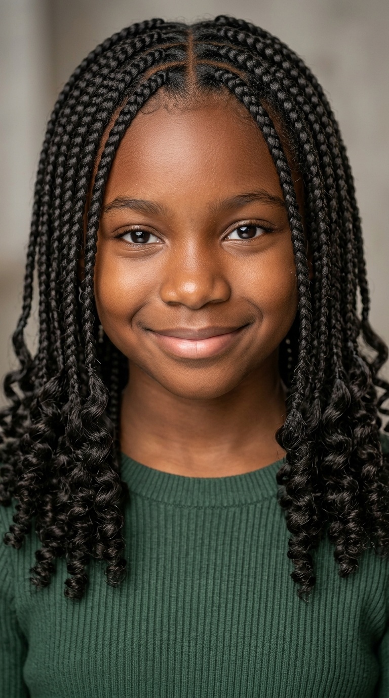 Knotless Braids with Curly Ends
