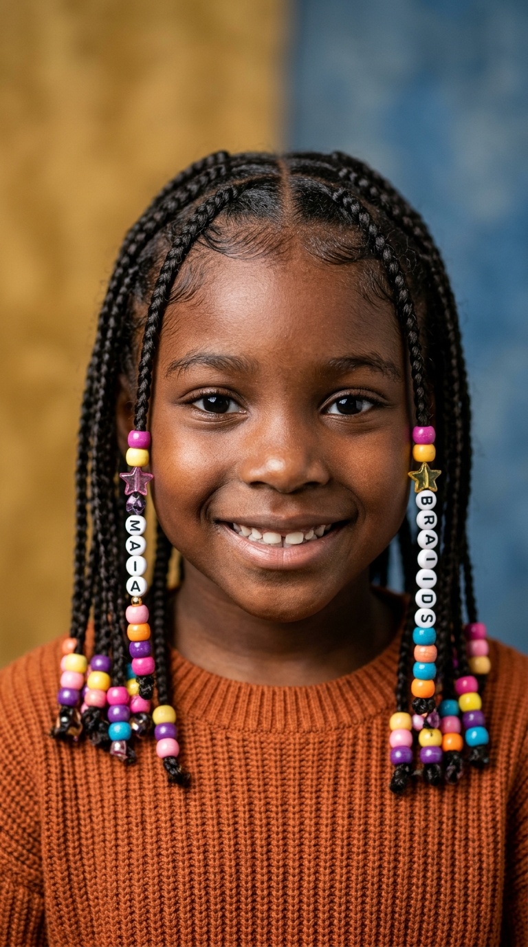 Knotless Braids with Personalized Letter Beads