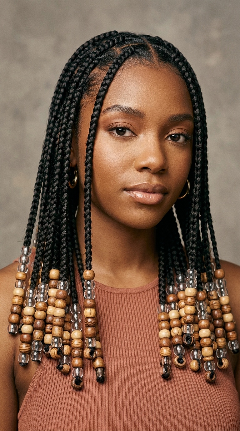 Knotless Braids with Stacked Wood