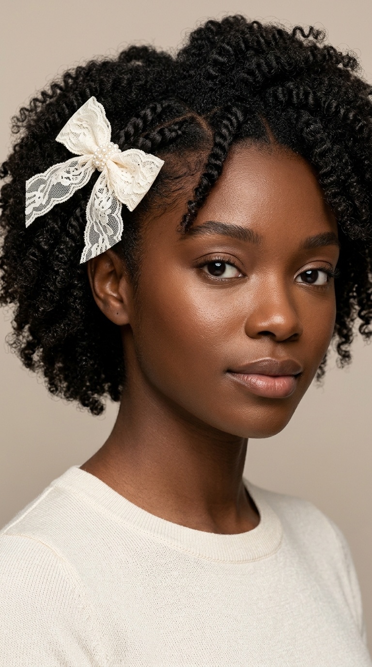Lace Bow Clip-on for Textured Hair