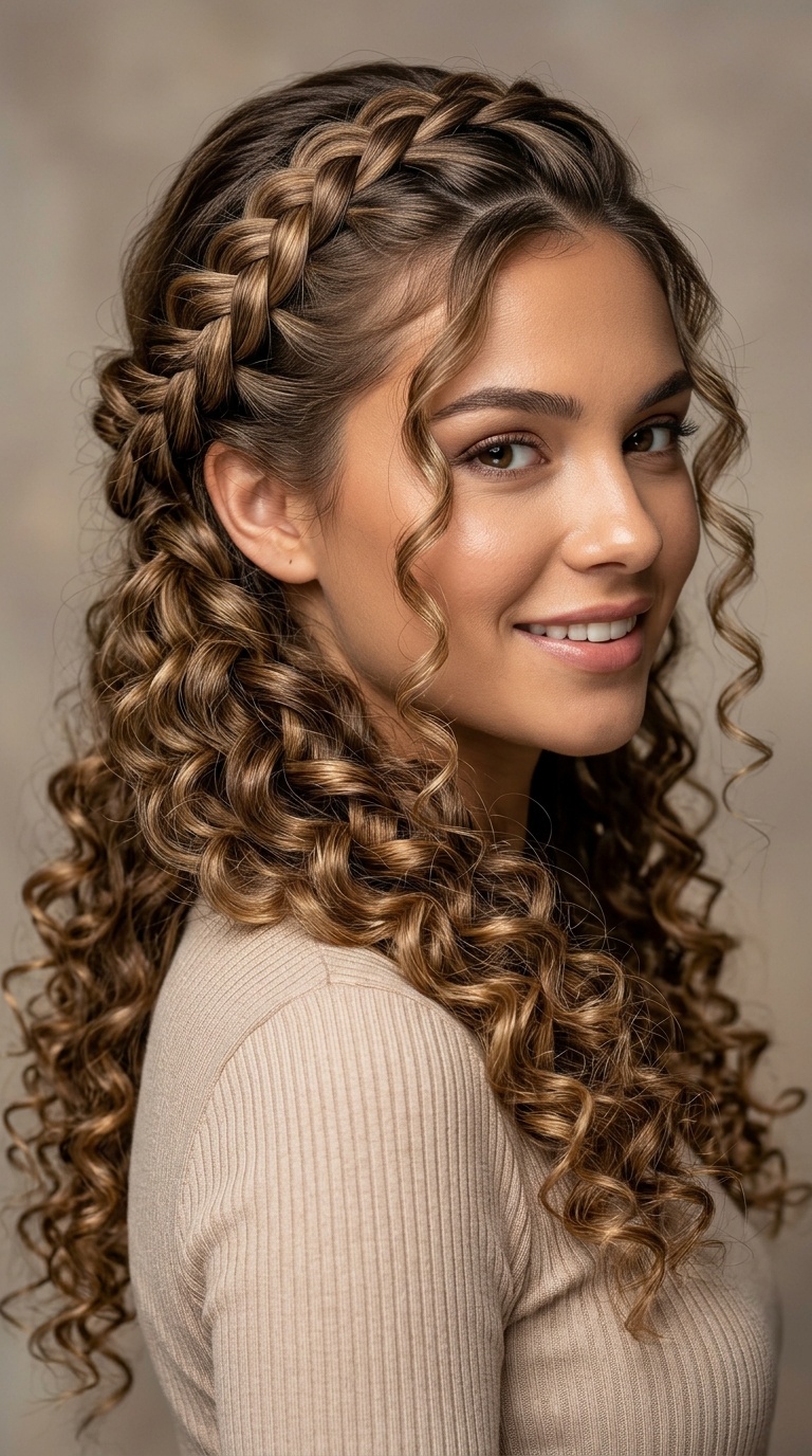Lace Braid Accented Spiral Curls
