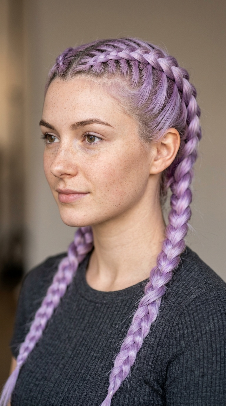 Lavender Dutch Braids