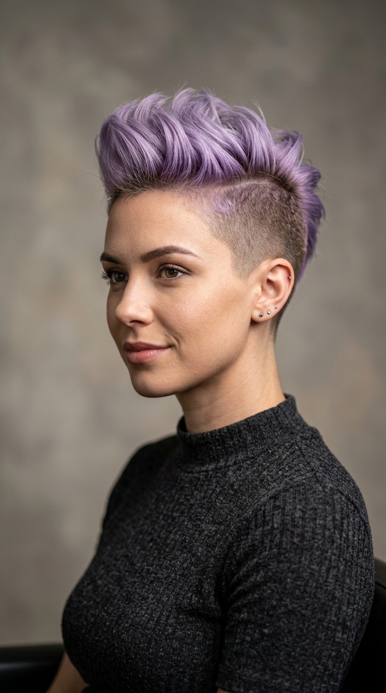Lavender Faux Hawk with Nape Undercut