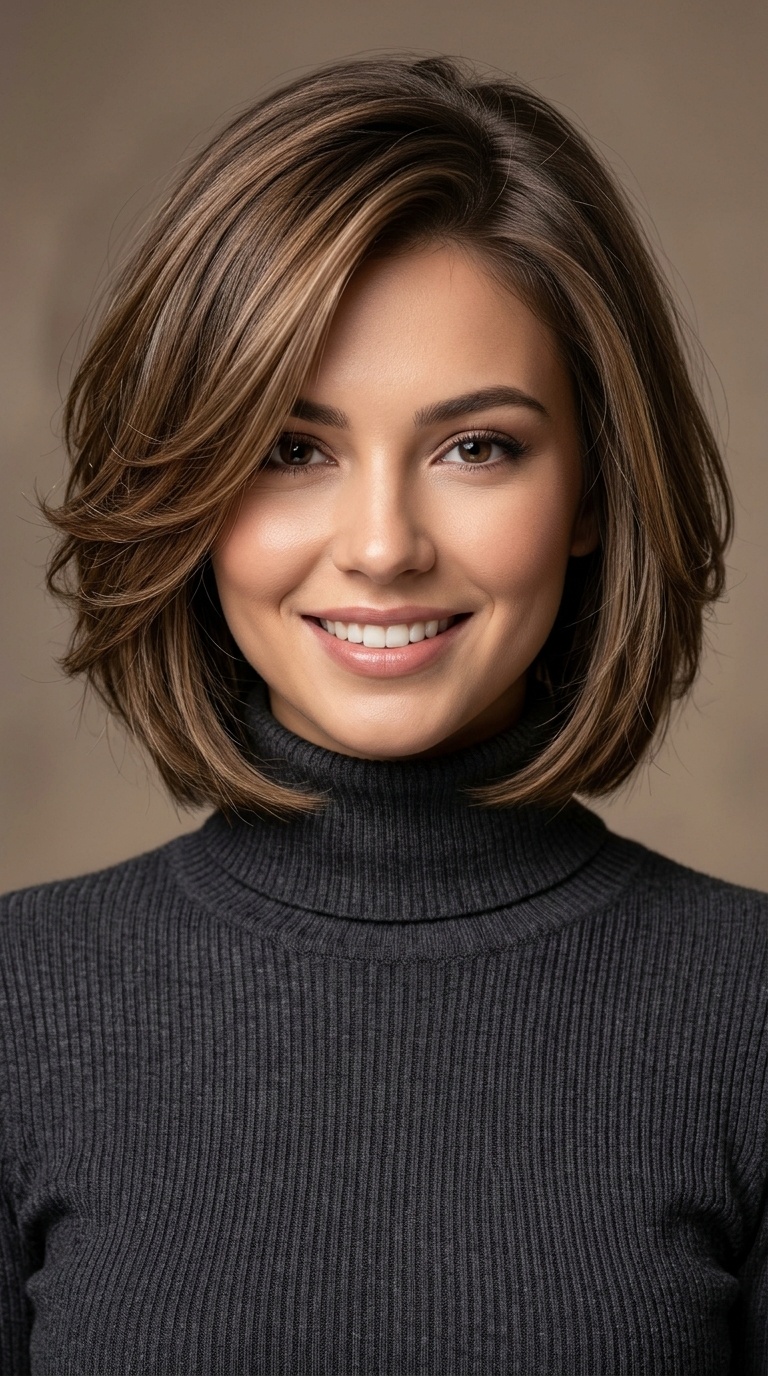 Layered Bob with a Side Part