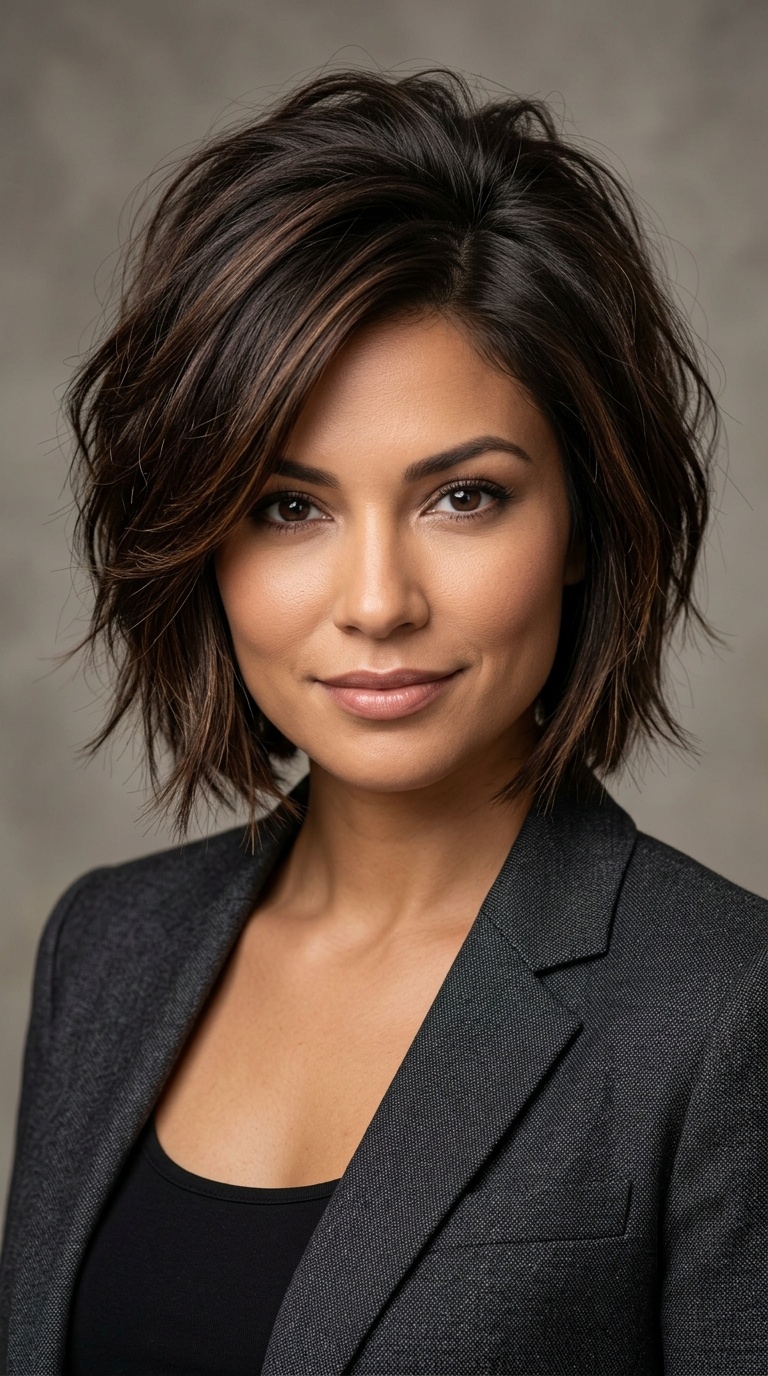 Layered Bob with Teased Crown