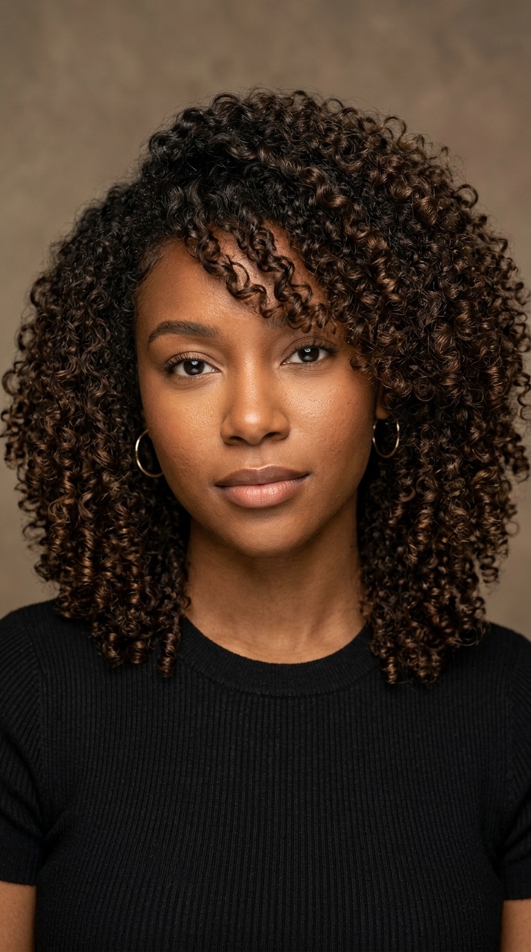 Layered Curls with Side Bang
