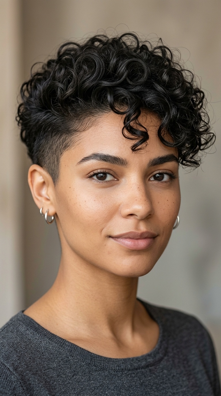 Layered Curly Pixie with Undercut