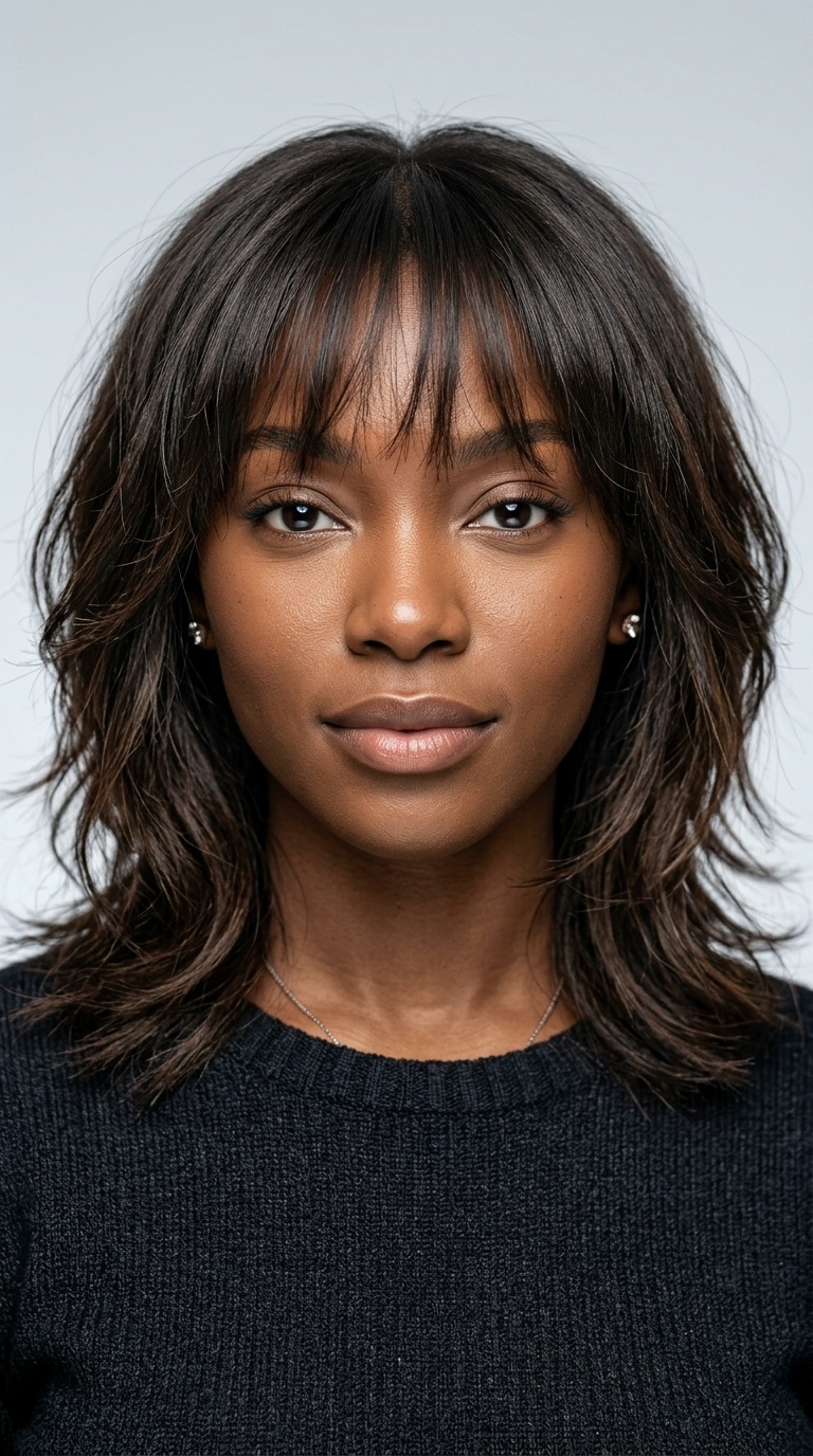 Layered Lob with See-Through Bangs