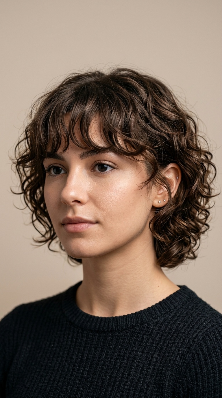 Layered Perm with Bangs