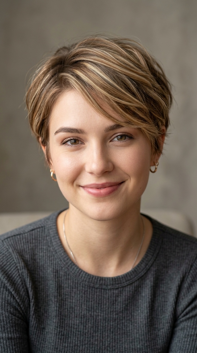 Layered Pixie with Highlights