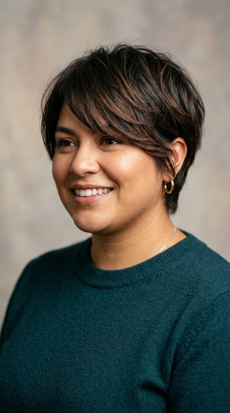 Layered Pixie with Side-Swept Fringe