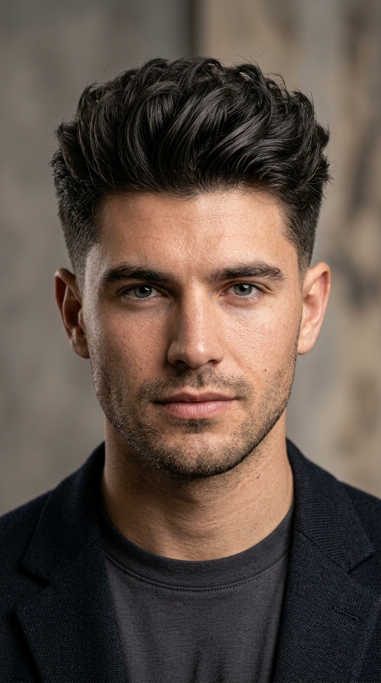 Layered Quiff with Tapered Sides
