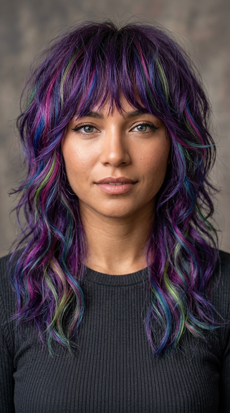 Layered Shag with Vivid Highlights