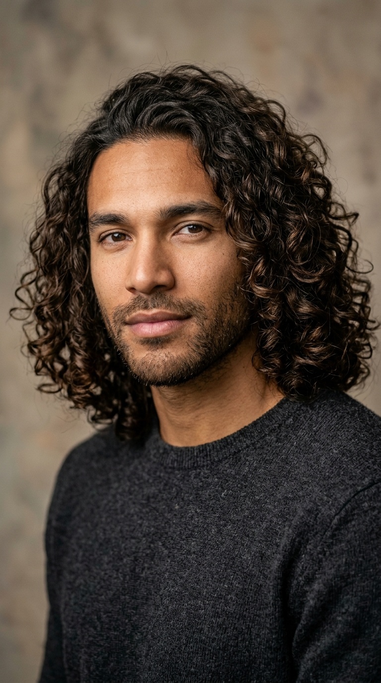 Layered Shoulder-Length Curls