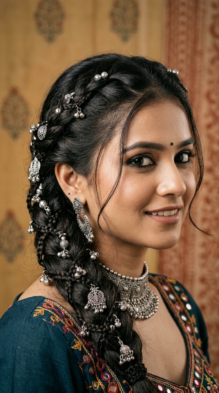 Layered Step Braid with Silver Charms