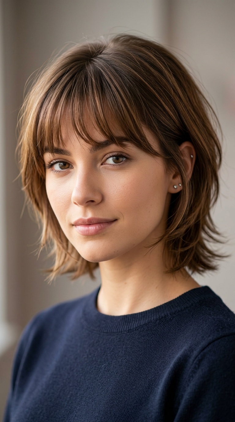 Layered Wedge with Wispy Fringe