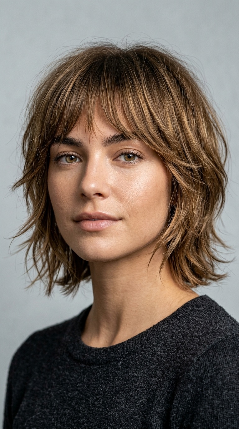 Layered Wolf Cut Fringe