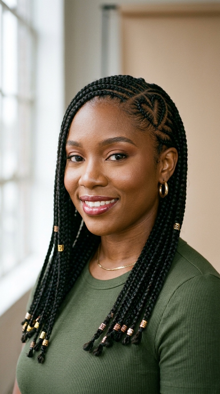 Lemonade Braids with Heart-Shaped Parting