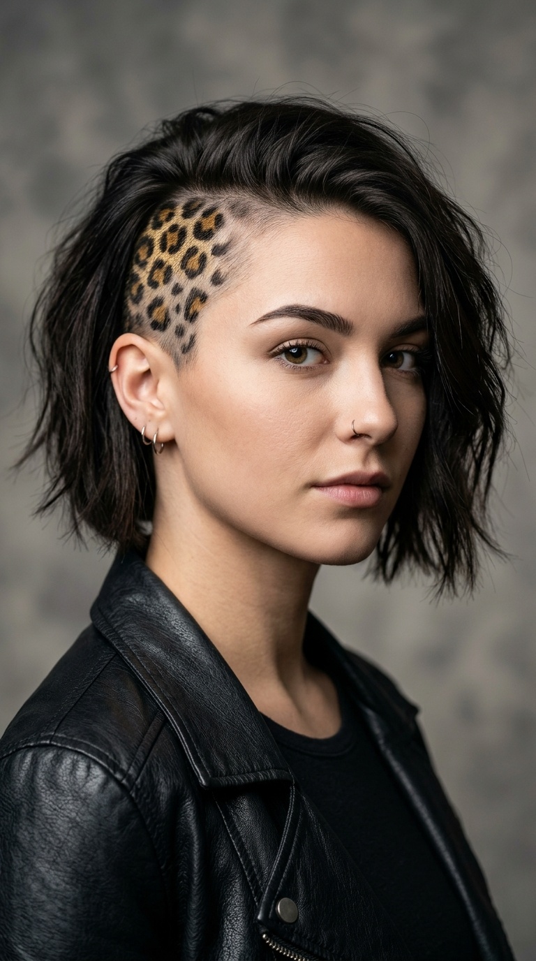 Leopard Print Hair Tattoo Undercut