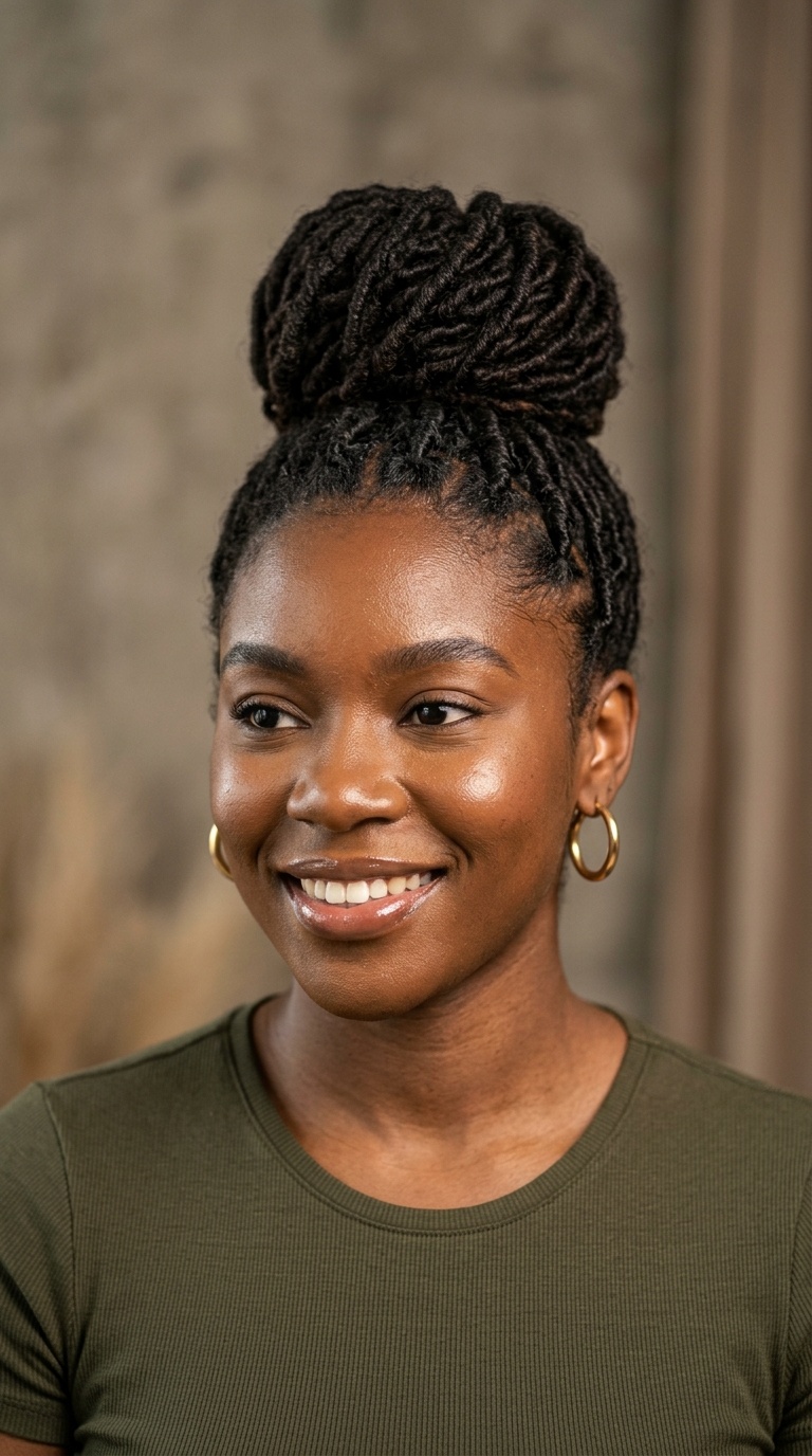Loc-Twisted Middle Bun
