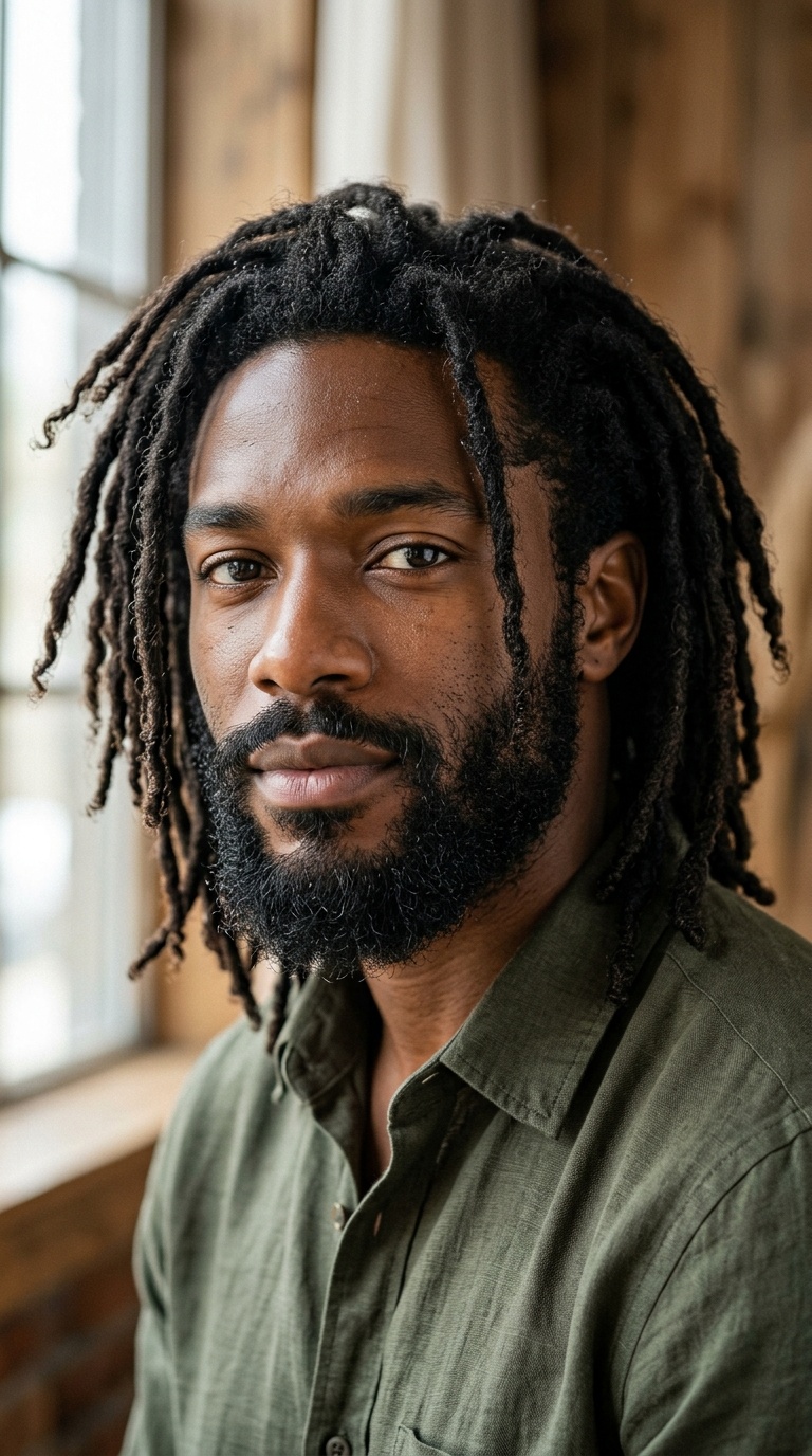 Locs with Beard Integration