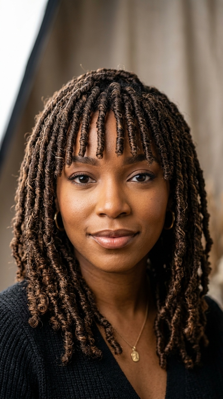Locs with Bold Forehead Bangs