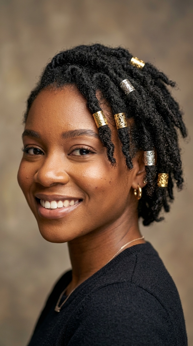 Locs with Bold Hair Cuffs