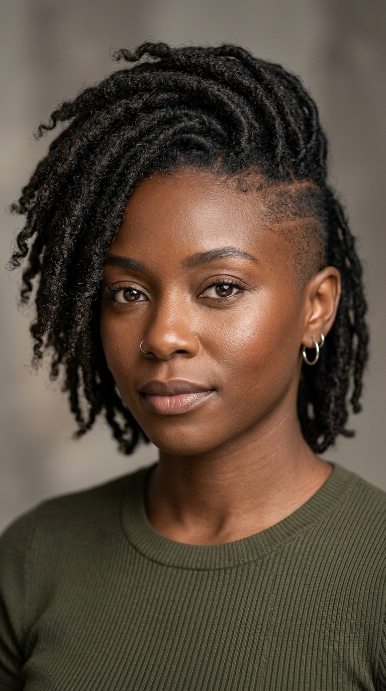 Locs with Shaved Undercut