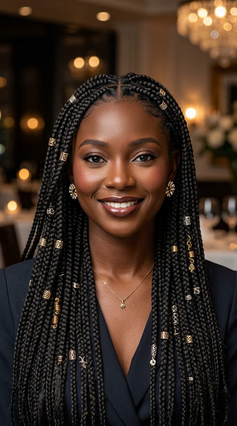 Long Box Braids with Jewelry