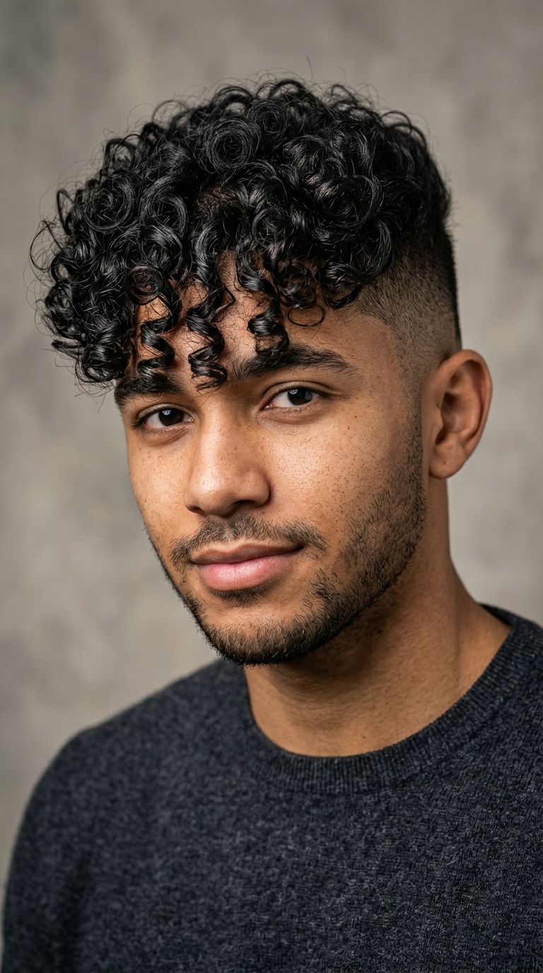 Long Curly Fringe with Shaved Sides