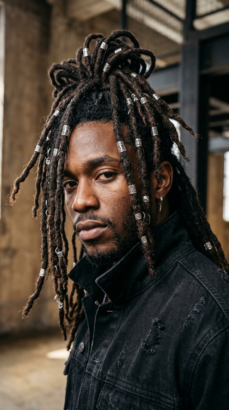 Long Dreads with Silver Cuffs