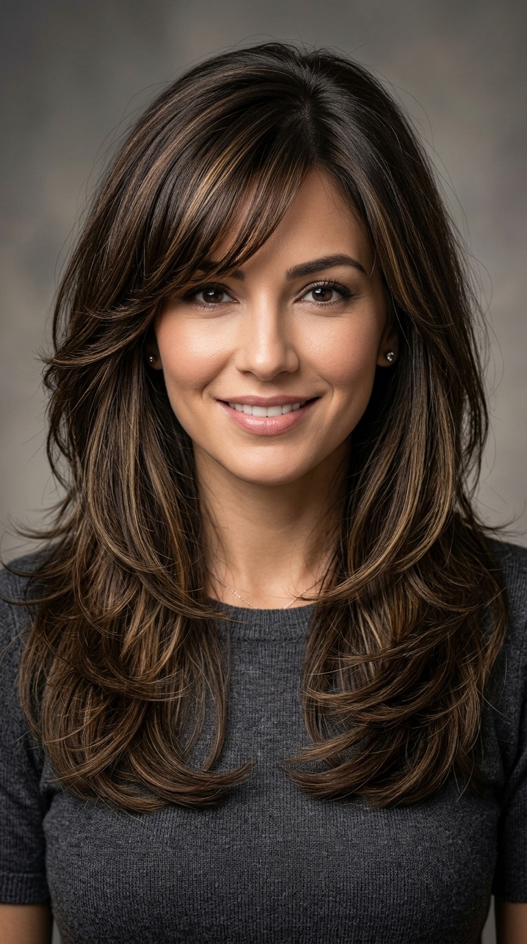 Long Layered Cut with Deep Side Part